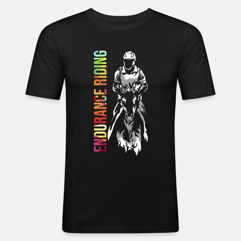 Cavalier de concours d'endurance - T-shirt près du corps Homme - noir