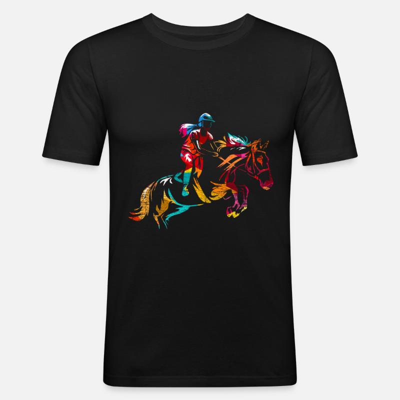 Springreiten Geschenk - Männer Slim Fit T-Shirt - Schwarz