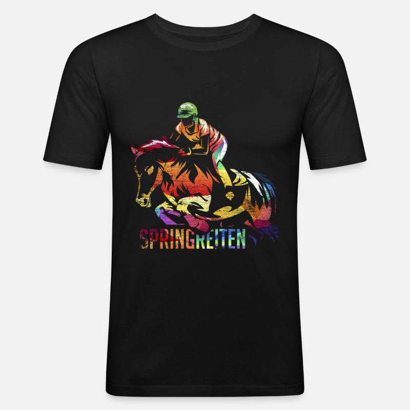 Springreiten Springreiter Geschenk - Männer Slim Fit T-Shirt - Schwarz