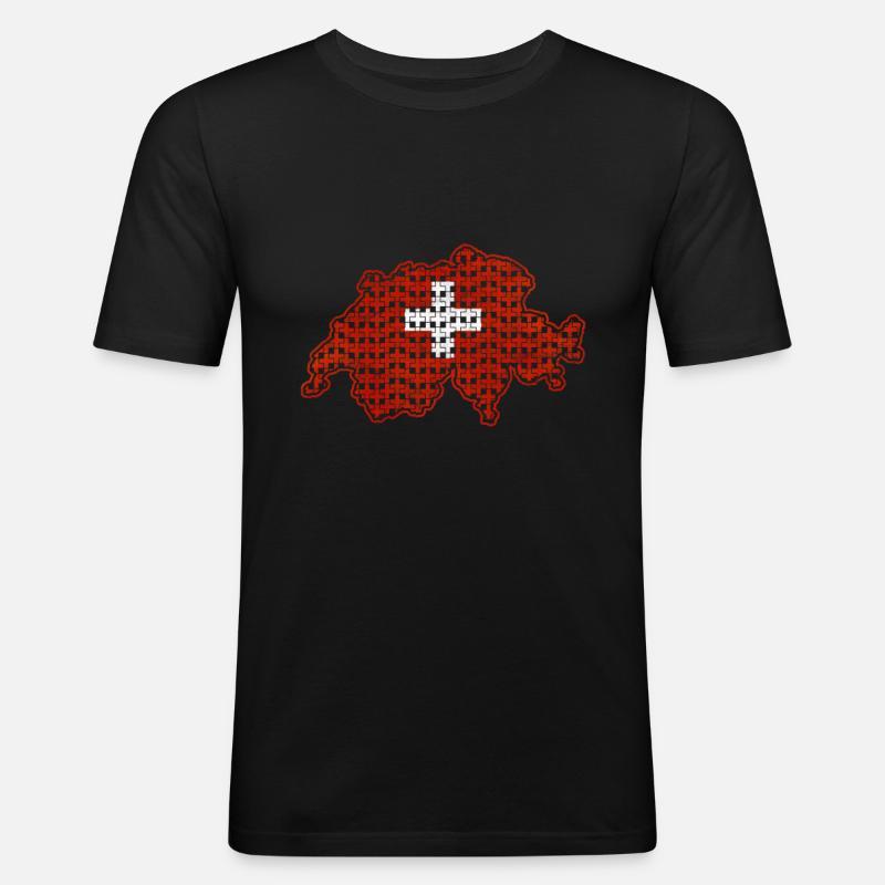 Schweiz Schweizer Geschenkidee - Männer Slim Fit T-Shirt - Schwarz