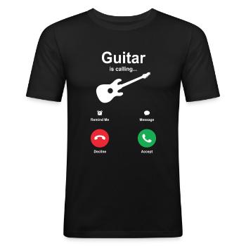 Gitarre - Männer Slim Fit T-Shirt - Schwarz - Vorne - Nik (191cm)
