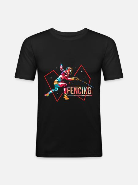 Fecht Geschenk - Männer Slim Fit T-Shirt - Schwarz