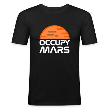 besætter mars - Herre Slim Fit T-Shirt - sort - Foran - Nik (191cm)