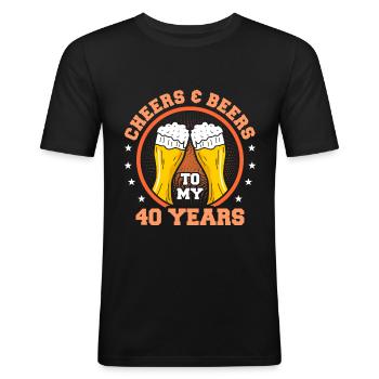 40e verjaardag - Mannen slim fit T-shirt - zwart - Voor - Nik (191cm)