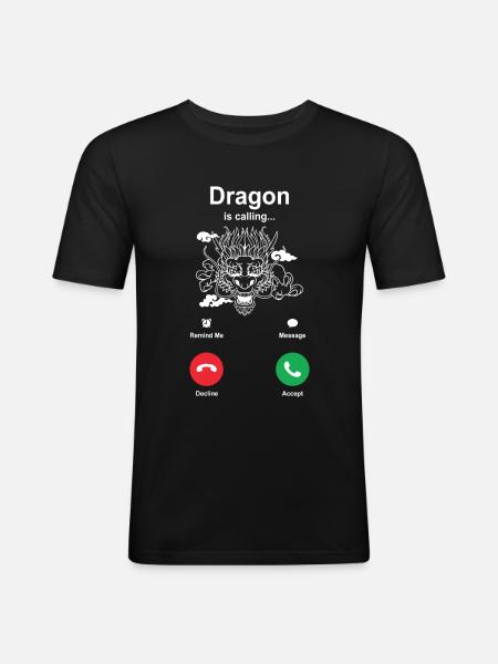 Drache - Männer Slim Fit T-Shirt - Schwarz
