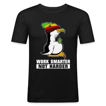 Linux Pinguin Kaffeepause Rasta Informatik PC Nerd - Männer Slim Fit T-Shirt - Schwarz - Vorne - Nik (191cm)
