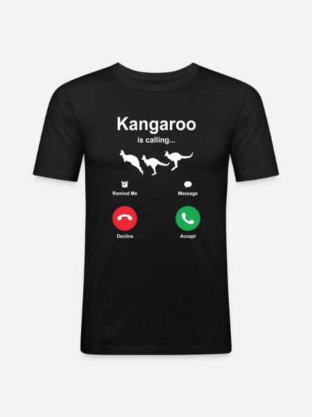 Känguru - Männer Slim Fit T-Shirt - Schwarz