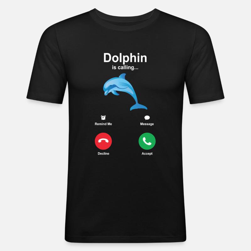 Delfin - Männer Slim Fit T-Shirt - Schwarz