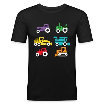 Kinder Bagger Traktor Landwirtschaft Baustelle - Männer Slim Fit T-Shirt - Schwarz - Vorne - Nik (191cm)
