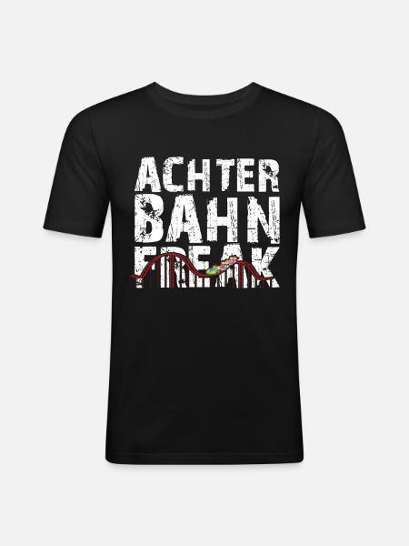 Achterbahn Retro Rollercoaster Freizeitpark Spruch - Männer Slim Fit T-Shirt - Schwarz