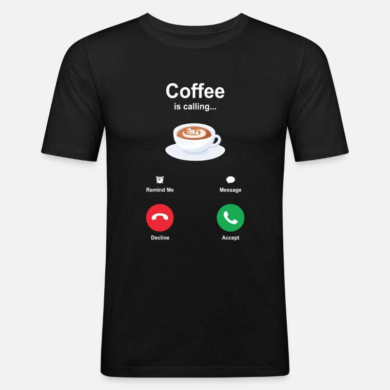 Kaffee - Männer Slim Fit T-Shirt - Schwarz
