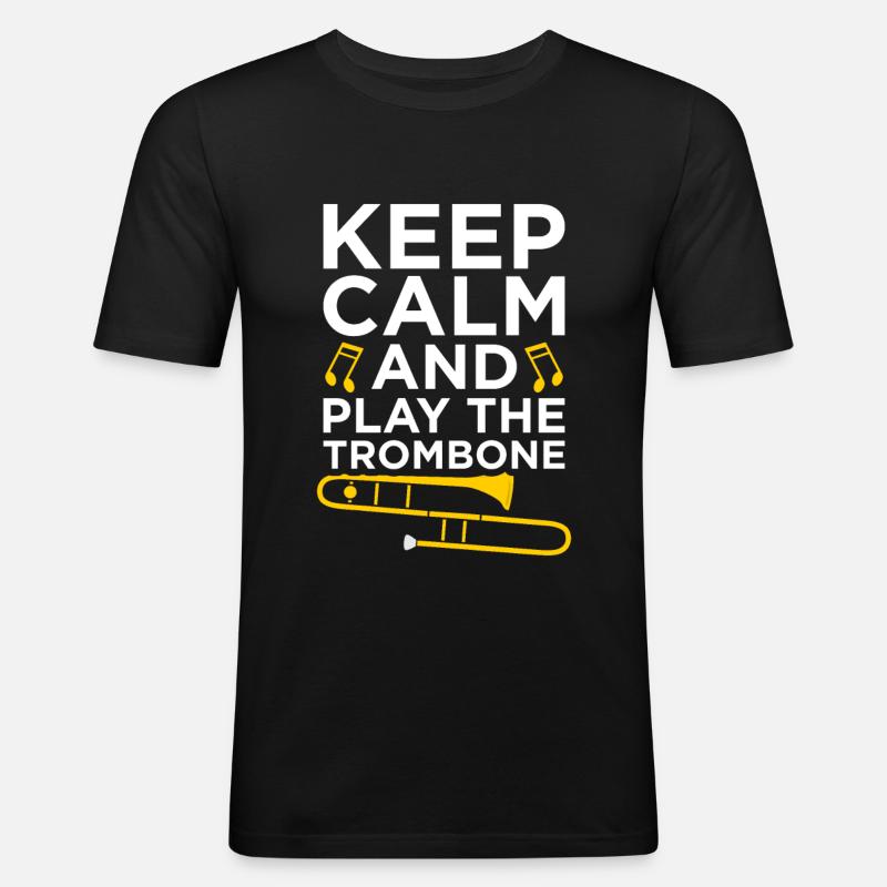 Posaune Trombone - Männer Slim Fit T-Shirt - Schwarz