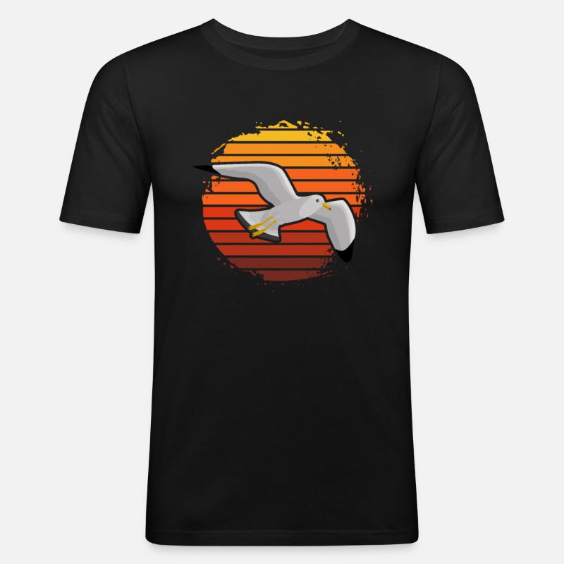 Möwe Wasservogel Shirt Geschenkidee - Männer Slim Fit T-Shirt - Schwarz