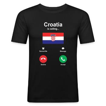 Kroatien - Männer Slim Fit T-Shirt - Schwarz - Vorne - Nik (191cm)