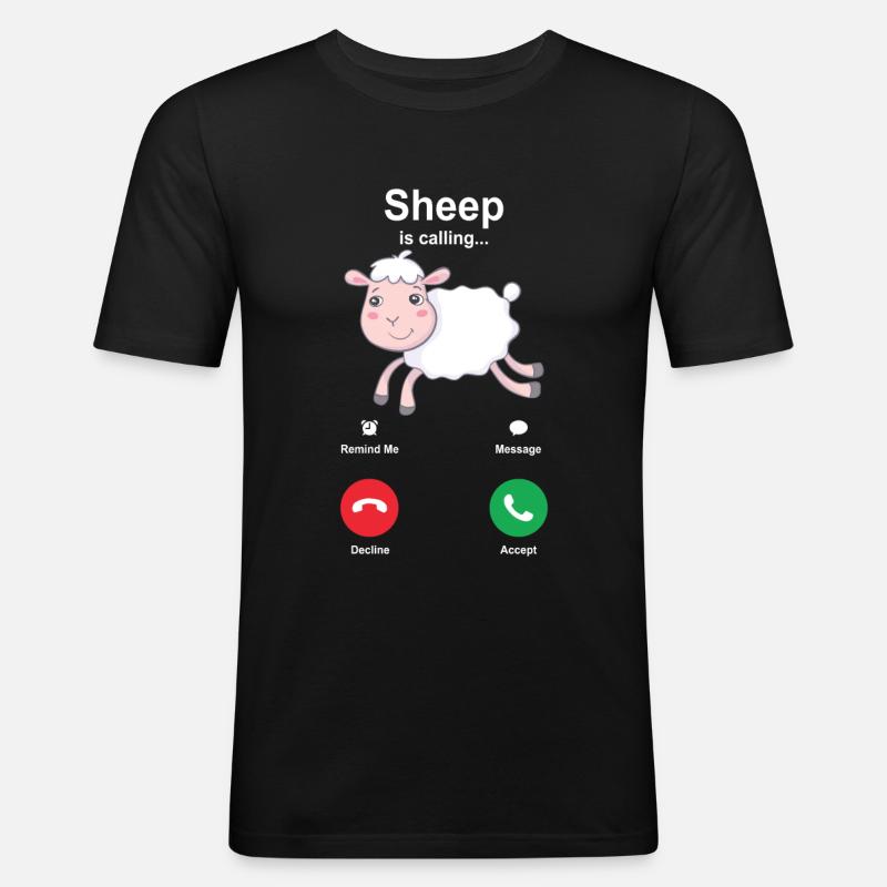 Schaf - Männer Slim Fit T-Shirt - Schwarz