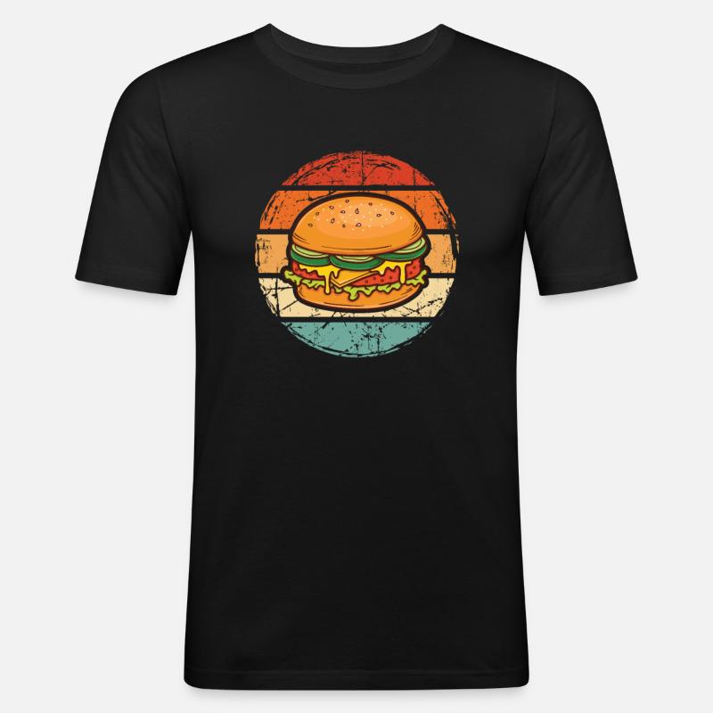 Burger Hamburger - Männer Slim Fit T-Shirt - Schwarz