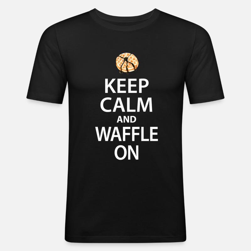 Waffel - Männer Slim Fit T-Shirt - Schwarz