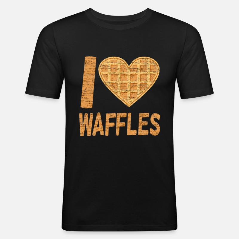 Waffelfrühstück Lieblingslebensmittel Geschenkidee - Männer Slim Fit T-Shirt - Schwarz