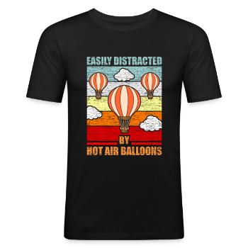 Montgolfière - T-shirt près du corps Homme - noir - Devant - Nik (191cm)