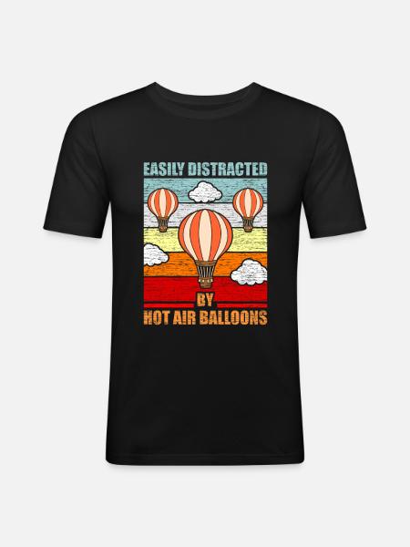 Heißluftballon - Männer Slim Fit T-Shirt - Schwarz