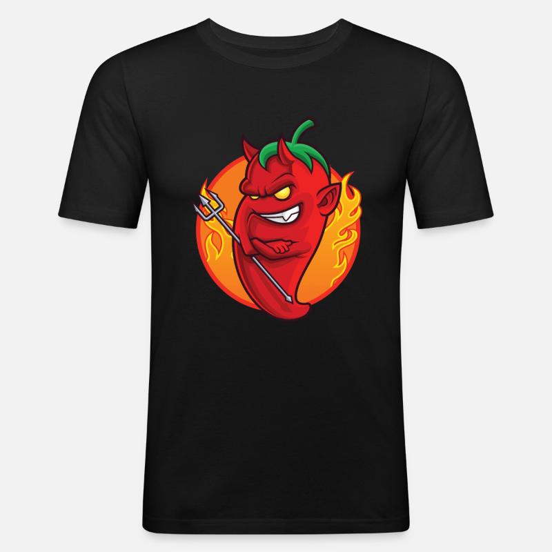 Chili Pfeffer - Männer Slim Fit T-Shirt - Schwarz