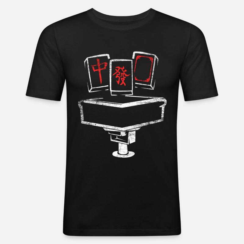 Mahjong - Männer Slim Fit T-Shirt - Schwarz