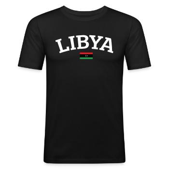 Libyen - Männer Slim Fit T-Shirt - Schwarz - Vorne - Nik (191cm)