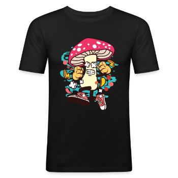 mushroom - Men's Slim Fit T-Shirt - black - Front - Nik (191cm)