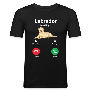 Labrador - Mannen slim fit T-shirt - zwart - Voor - Nik (191cm)