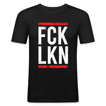 Fck Lkn Anti-Politik Politik Für Demonstranten - Männer Slim Fit T-Shirt - Schwarz - Vorne - Nik (191cm)