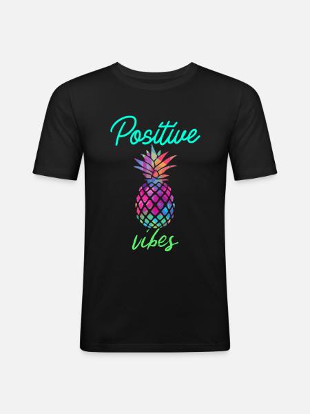 Positive Vibes - Pineapple, summer - Men's Slim Fit T-Shirt - black