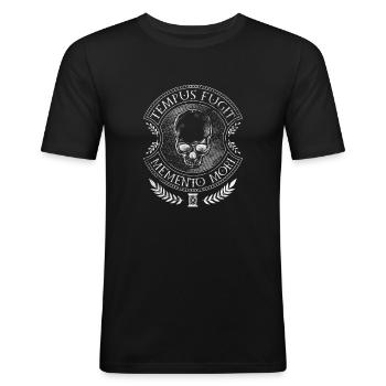 Latin Proverbs - Tempus Fugit Memento Mori - Men's Slim Fit T-Shirt - black - Front - Nik (191cm)