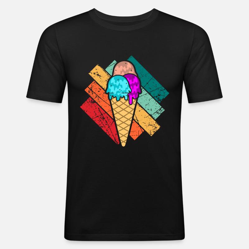 Eiscreme - Männer Slim Fit T-Shirt - Schwarz