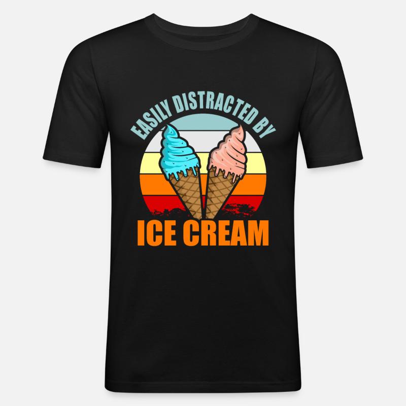 Eiscreme - Männer Slim Fit T-Shirt - Schwarz