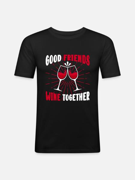 Wein - Männer Slim Fit T-Shirt - Schwarz