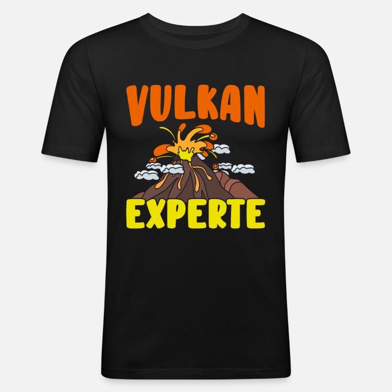Vulkan - Männer Slim Fit T-Shirt - Schwarz