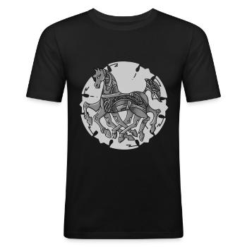 Odins Pferd Sleipnir ein cooles Wikinger Design - Männer Slim Fit T-Shirt - Schwarz - Vorne - Nik (191cm)