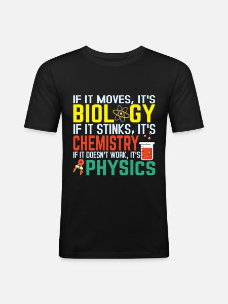Biology Chemistry Physics - T-shirt près du corps Homme - noir