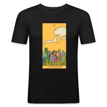Garten Gärtnerin magische Tarotkarte Geschenkidee - Männer Slim Fit T-Shirt - Schwarz - Vorne - Nik (191cm)