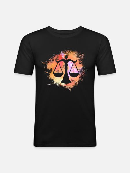 Waage Sternzeichen Horoskop Astrologie - Männer Slim Fit T-Shirt - Schwarz