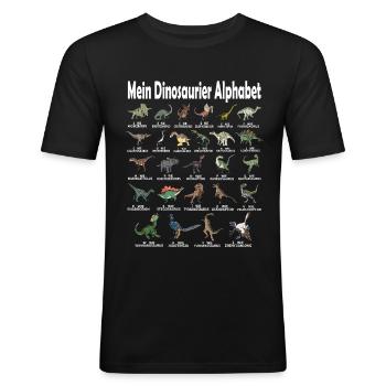 Mein Dinosaurier Alphabet Dino A-Z ABC T-Rex - Männer Slim Fit T-Shirt - Schwarz - Vorne - Nik (191cm)