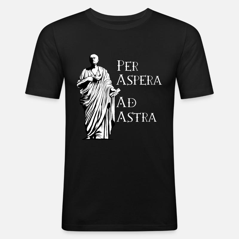 Seneca - Per Aspera Ad Astra - Männer Slim Fit T-Shirt - Schwarz