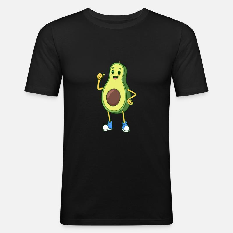 Comic Avocado - Männer Slim Fit T-Shirt - Schwarz