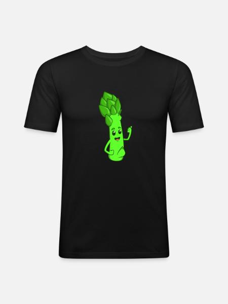 Comic green asparagus - Men's Slim Fit T-Shirt - black