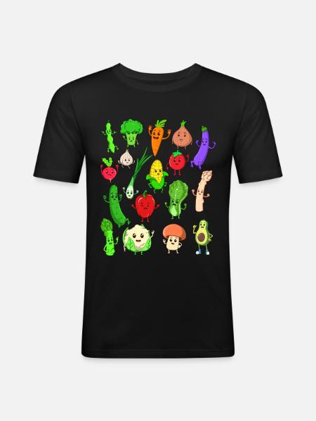 Comic Kawaii Vegetables - Men's Slim Fit T-Shirt - black
