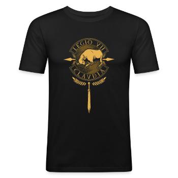 Legio VII Claudia - Légion romaine - T-shirt près du corps Homme - noir - Devant - Nik (191cm)