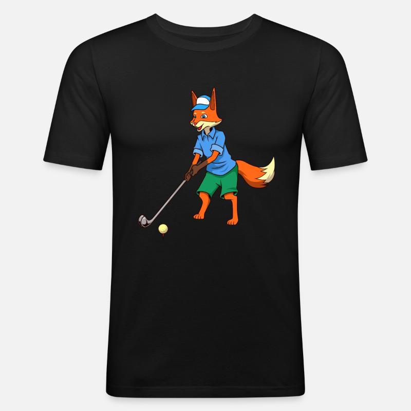 Comic Fuchs plays golf - Golfer - Men's Slim Fit T-Shirt - black