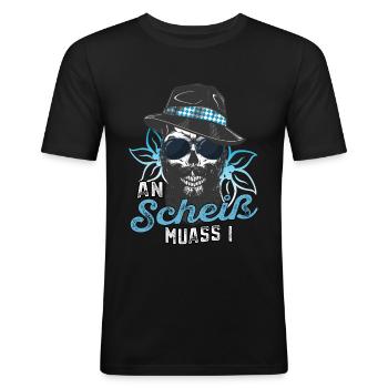 An Scheiß muass i bayerischer Spruch & bayerisches - Männer Slim Fit T-Shirt - Schwarz - Vorne - Nik (191cm)