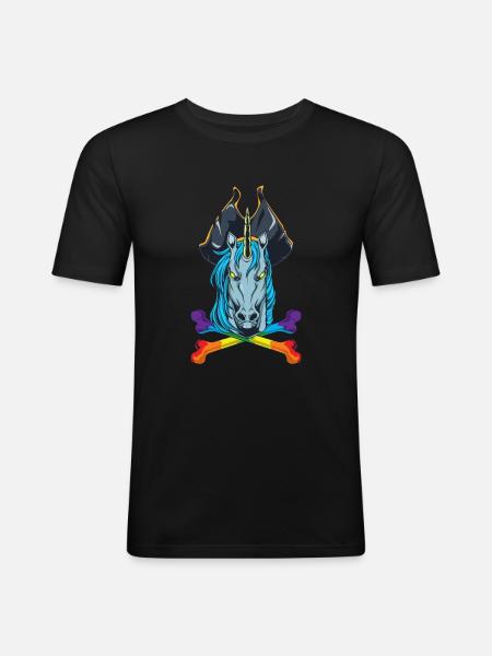 Regnbue knogler - Pirat enhjørning - Herre Slim Fit T-Shirt - sort