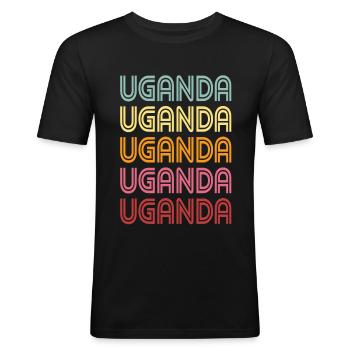 Uganda - Men's Slim Fit T-Shirt - black - Front - Nik (191cm)